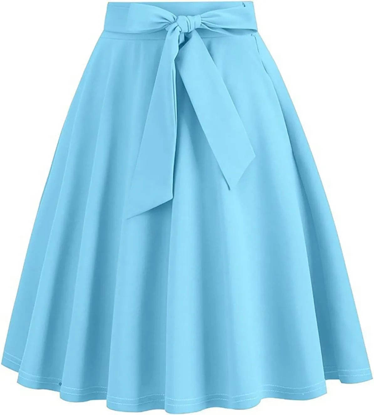 hlysgo Women's High Waist Pleated Midi Skirts 2025 Trendy A-Line Skirt Flowy Swing Skirt with Belt