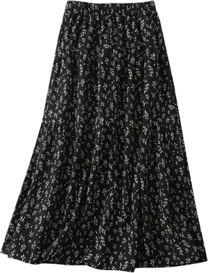 hlysgo Womens Linen Skirt 2025 Trendy Summer Solid Dresses Casual Tie Waist Pleated A-Line Flowy Midi Skirt Boho Skirts