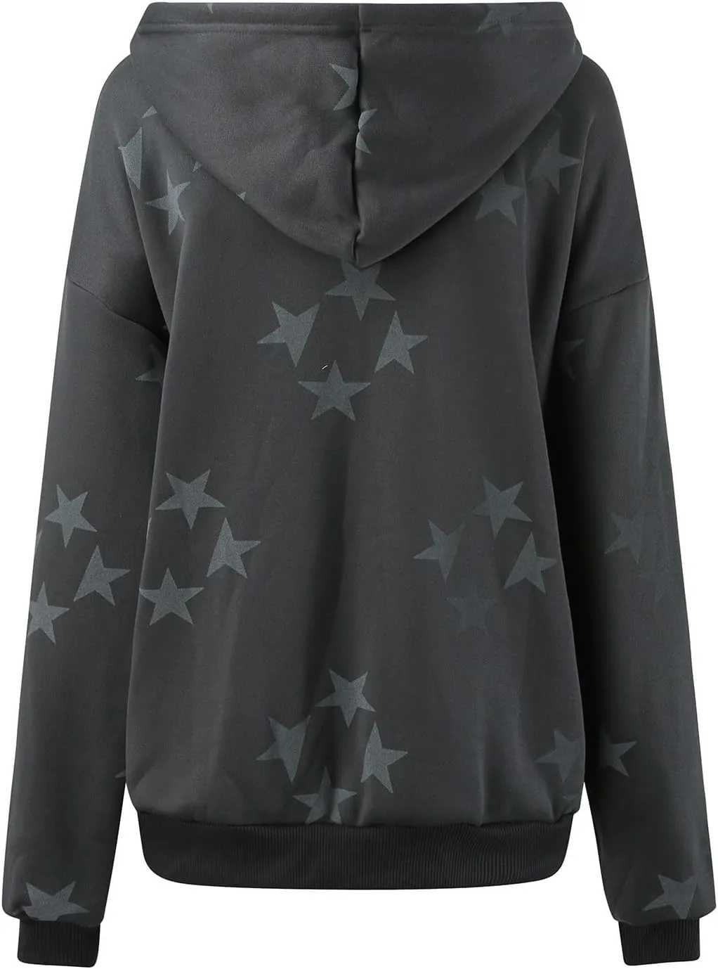 Hoodies For Women Star Print Trendy Zip Up Jackets Long Sleeve Vintage Sweatshirts Teen Girls Fall Outfit, Large