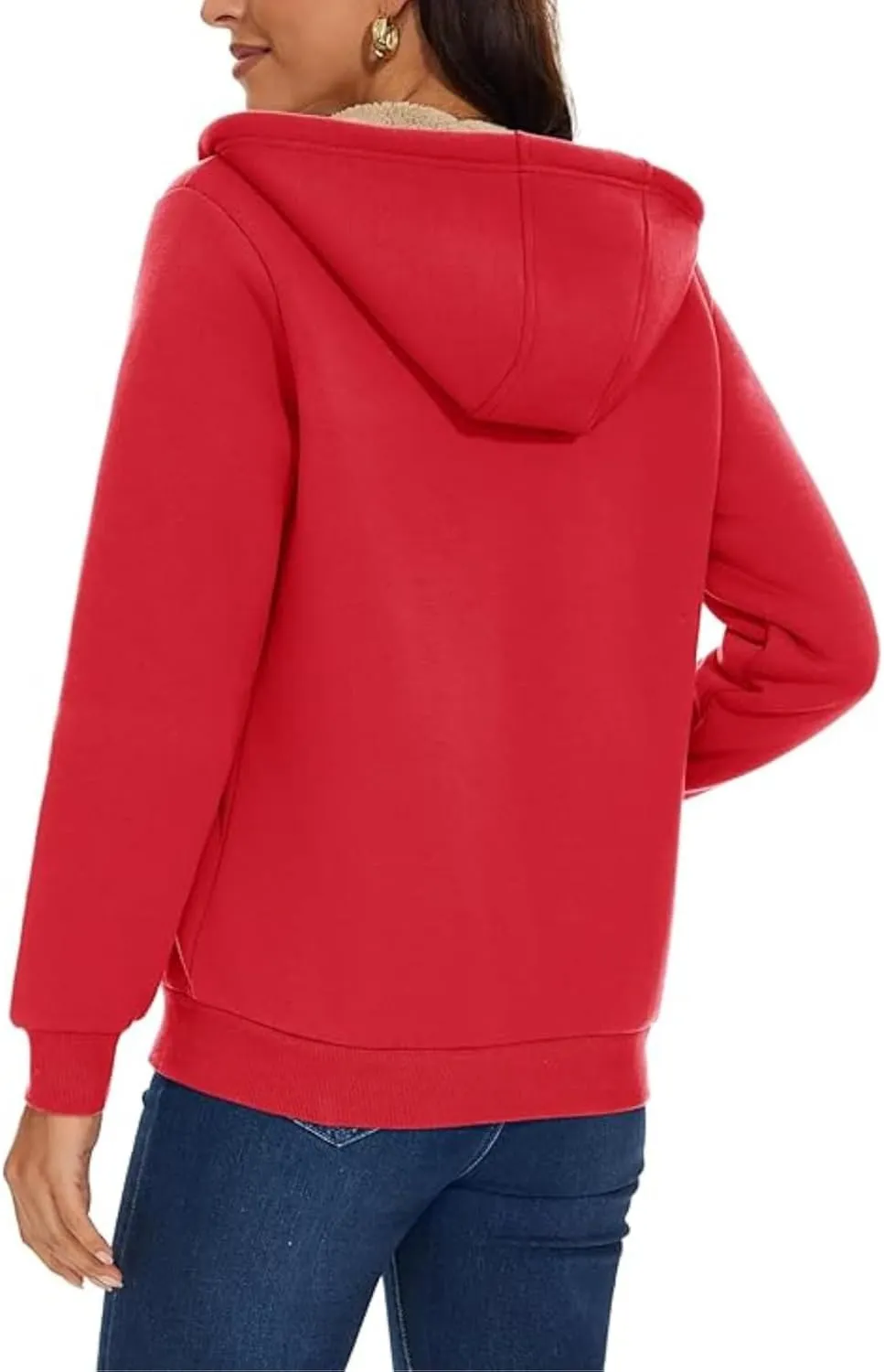 Hoodies for Women Winter Fleece Sweatshirts Full Zip Up Thick Sherpa Lined Hooded Jacket Daily Casual Fashion Coats