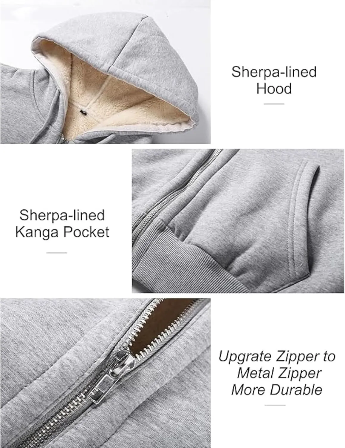 Hoodies for Women Winter Fleece Sweatshirts Full Zip Up Thick Sherpa Lined Hooded Jacket Daily Casual Fashion Coats