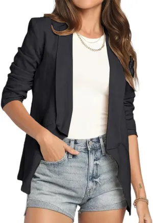 IDEALSANXUN Womens Linen Blazer 2025 Casual Open Front Lightweight Spring Summer Suit Jackets