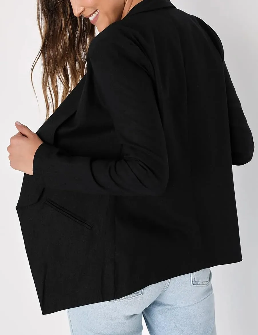 IDEALSANXUN Womens Linen Blazer 2025 Casual Open Front Lightweight Spring Summer Suit Jackets