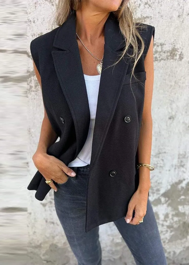 IDEALSANXUN Womens Long Vest Spring Fall Sleeveless Blazer Suit Jackets Trench Coat Tops