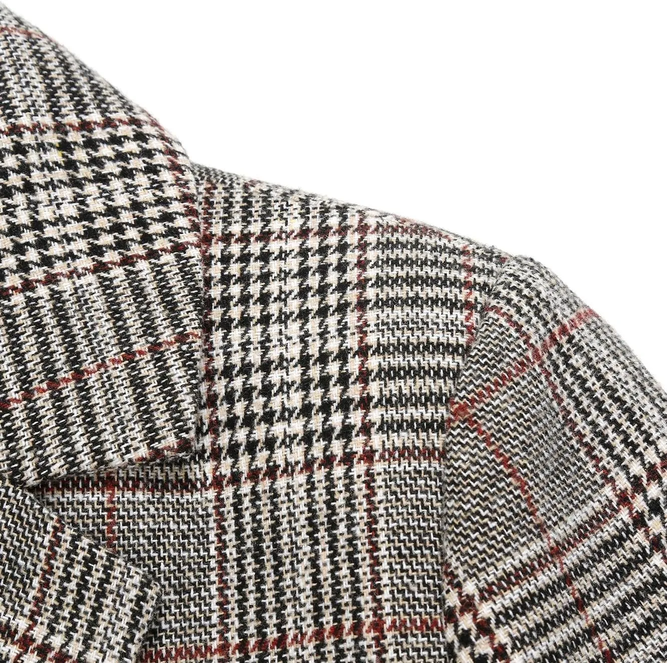 IDEALSANXUN Womens Tweed Blazer Casual Plaid Houndstooth Blazer Work Suit Jackets