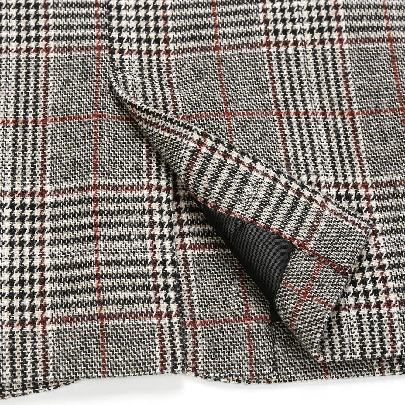 IDEALSANXUN Womens Tweed Blazer Casual Plaid Houndstooth Blazer Work Suit Jackets