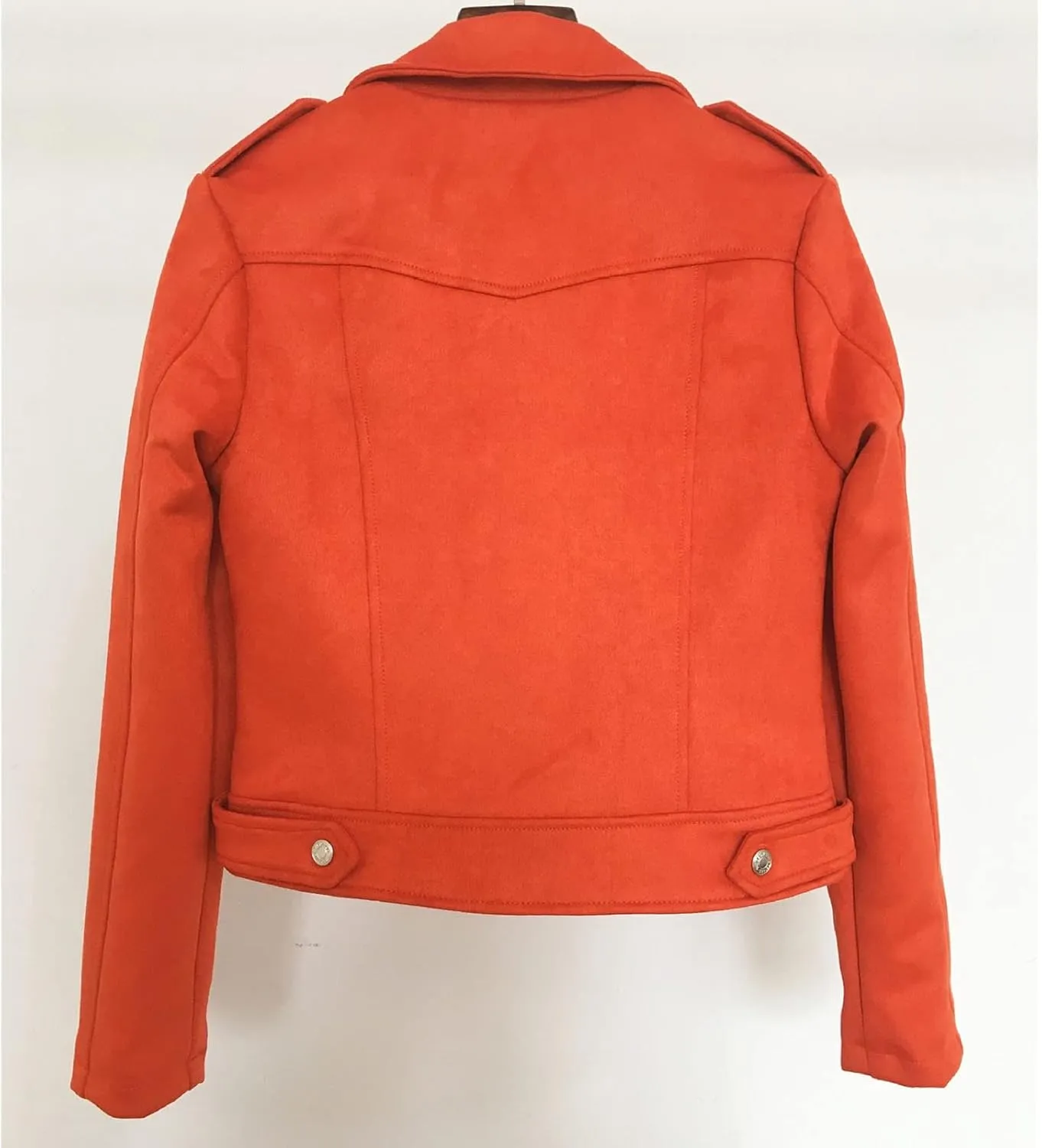 JEKE-DG Women's Suede Leather Moto Jacket Notched Collar Oblique Zip Outwear Long Sleeve Zipper Up Casual Coats