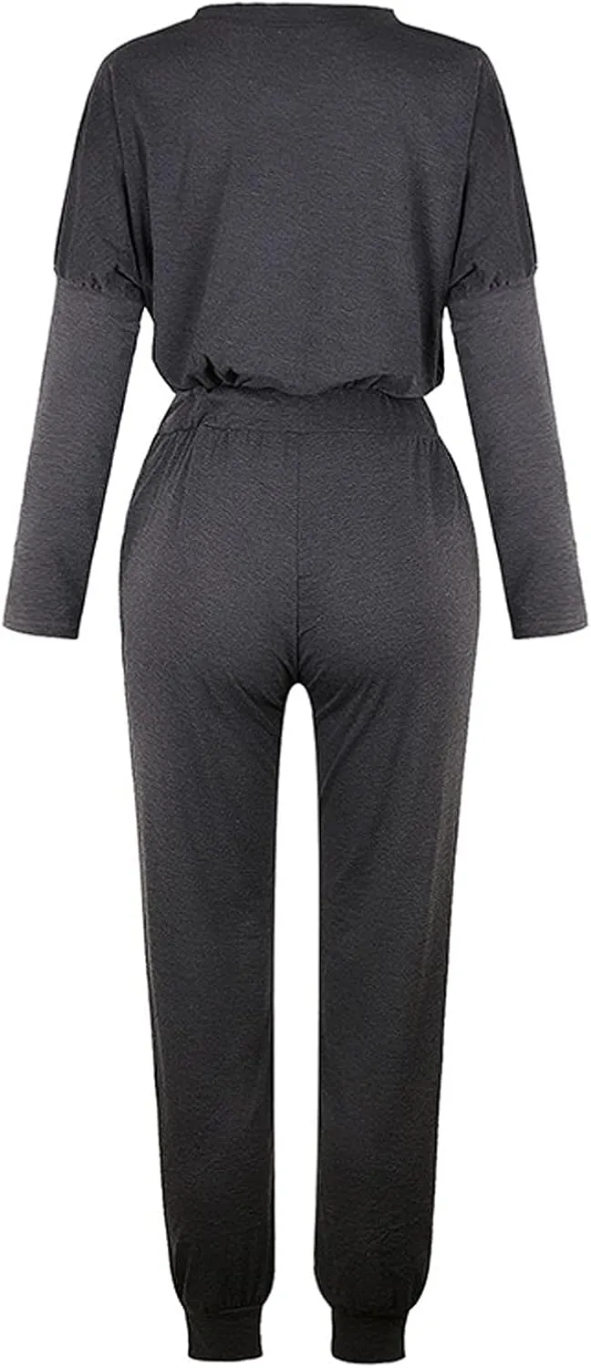 Jogger Sets for Women 2 Piece Sweatsuits Casual Long Sleeve Tops and Pants Sets Plus Size Lounge Tracksuit Loungewear