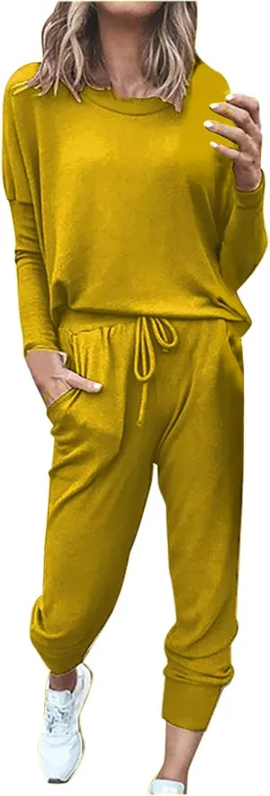 Jogger Sets for Women 2 Piece Sweatsuits Casual Long Sleeve Tops and Pants Sets Plus Size Lounge Tracksuit Loungewear