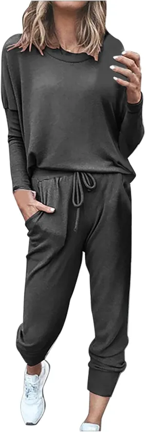 Jogger Sets for Women 2 Piece Sweatsuits Casual Long Sleeve Tops and Pants Sets Plus Size Lounge Tracksuit Loungewear