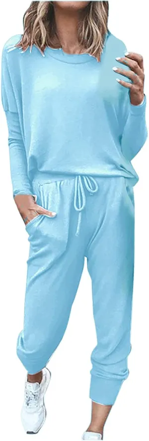 Jogger Sets for Women 2 Piece Sweatsuits Casual Long Sleeve Tops and Pants Sets Plus Size Lounge Tracksuit Loungewear