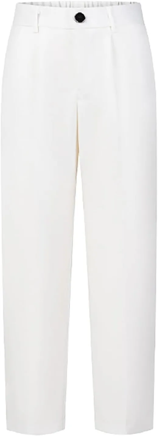 Kids Boys Dress Pants Casual Flat Front Adjustable Waisted School Uniforms Stretch Lightweight Loose-fit Suit Trousers