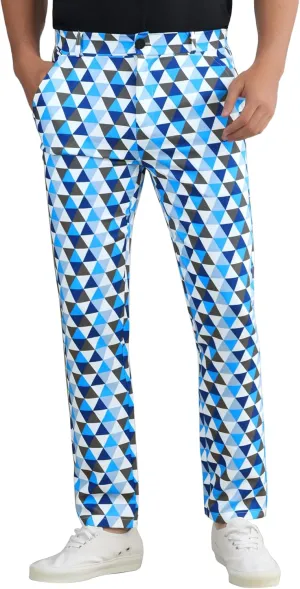 Lars Amadeus Argyle Golf Pants for Men's Argyle Pants Triangle Plaid Pattern Suit Trousers