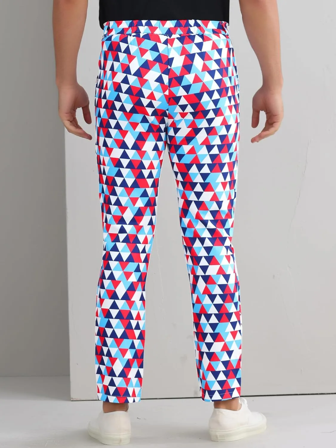 Lars Amadeus Argyle Golf Pants for Men's Argyle Pants Triangle Plaid Pattern Suit Trousers