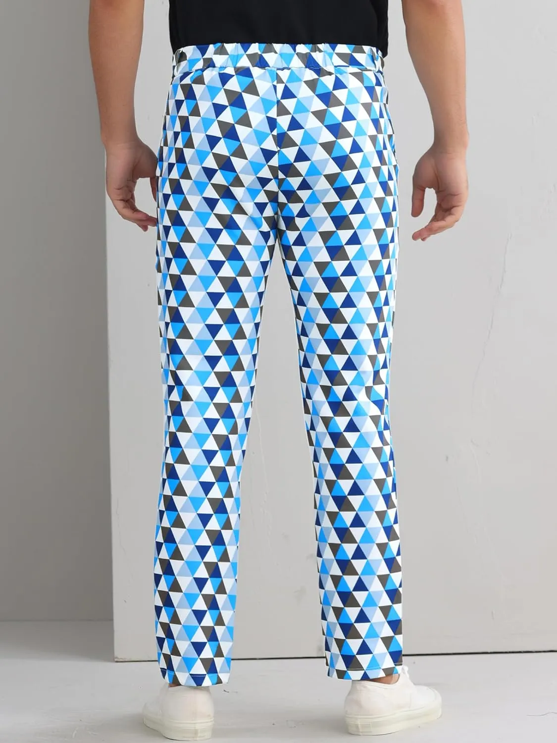 Lars Amadeus Argyle Golf Pants for Men's Argyle Pants Triangle Plaid Pattern Suit Trousers
