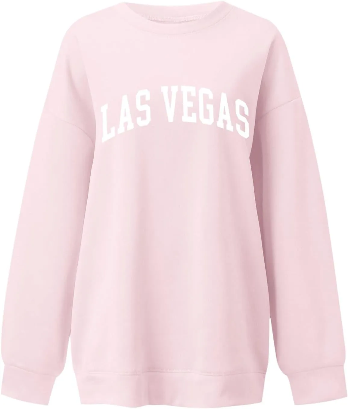 Las Vegas Sweatshirts for Women Letter Print Loose Fit Trendy Casual Pullover Tops Hoodies Crew Neck Sweatshirt