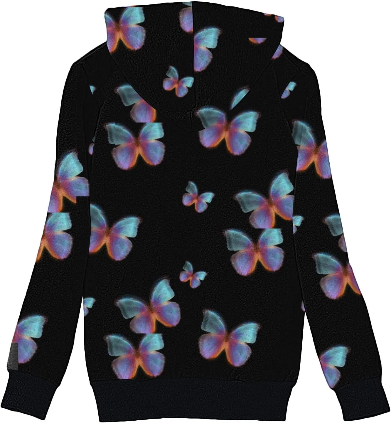 Lastesso Women's Sparkle Butterfly Graphic Hooded Coat Soft Fall Winter Outdoor Sherpa-Lined Fleece Outerwear Fashion Coats