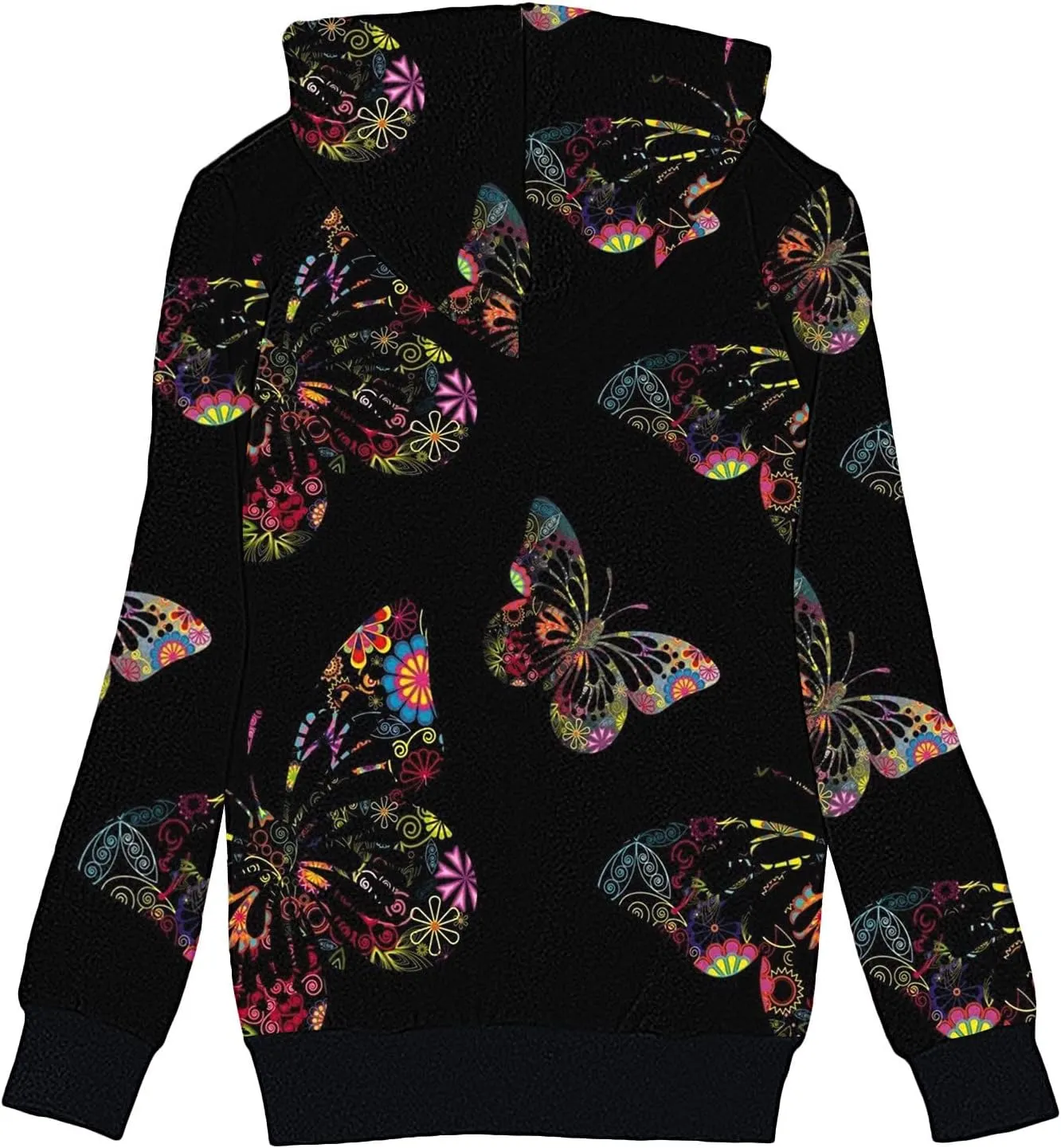 Lastesso Women's Sparkle Butterfly Graphic Hooded Coat Soft Fall Winter Outdoor Sherpa-Lined Fleece Outerwear Fashion Coats