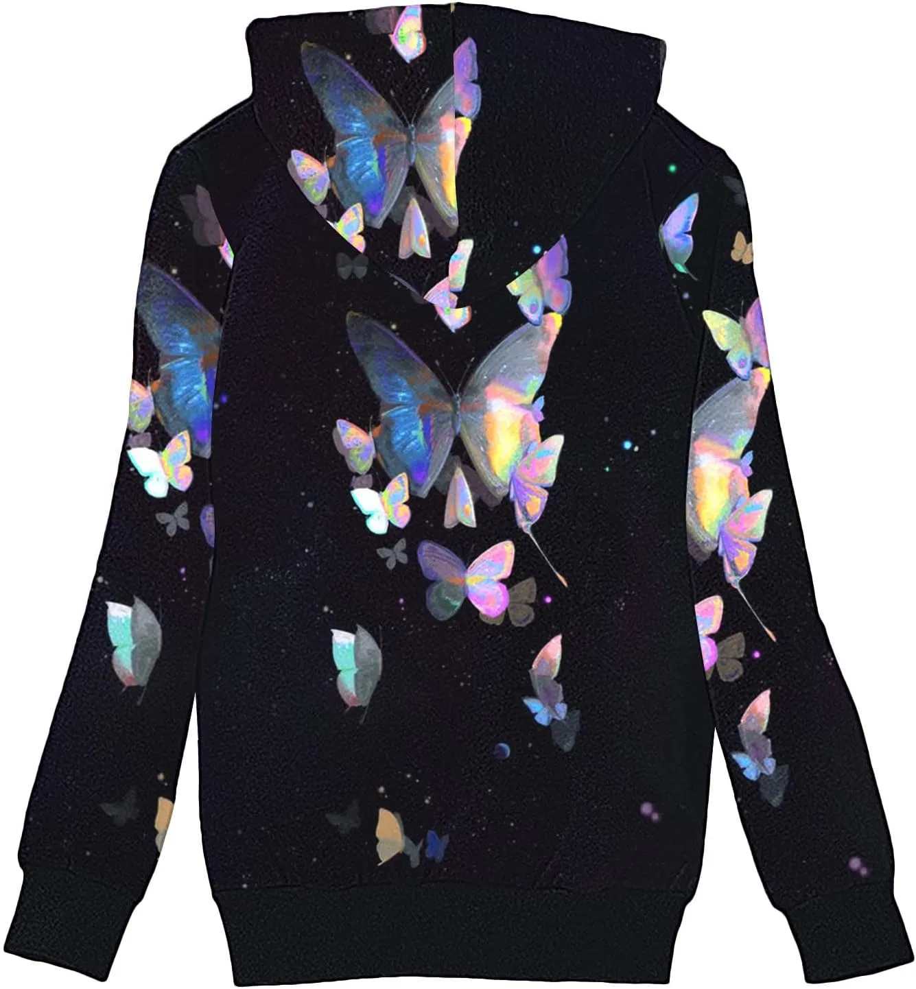Lastesso Women's Sparkle Butterfly Graphic Hooded Coat Soft Fall Winter Outdoor Sherpa-Lined Fleece Outerwear Fashion Coats