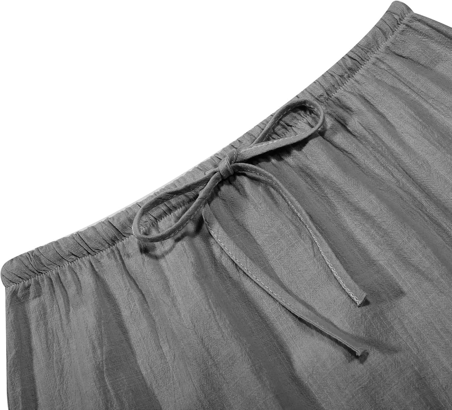 Linen Maxi Skirts for Women Trendy Summer Flared Drawstring Low Waist A Line Skirts Casual Ankle-Length Flowy Long Skirts