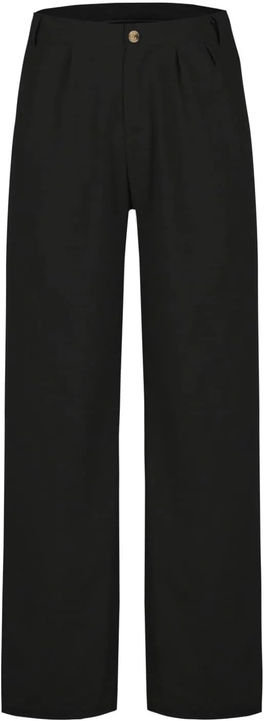 Linen Pants for Men Pleated Front Trouser Straight Leg Suit Trousers Classic Solid Office Trouser Lightweight Pant