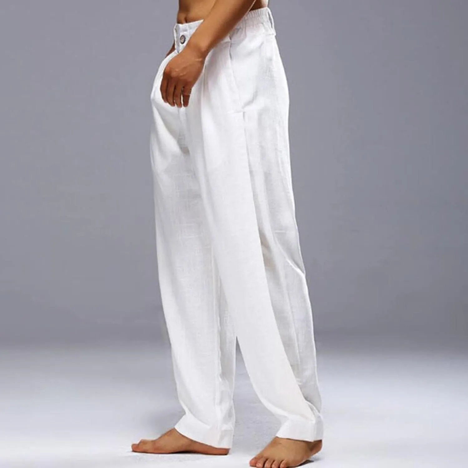 Linen Pants for Men Pleated Front Trouser Straight Leg Suit Trousers Solid Color Office Trouser Lightweight Pant
