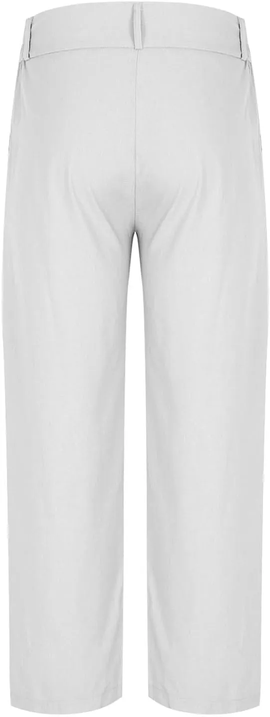 Linen Pants for Men Pleated Front Trouser Straight Leg Suit Trousers Solid Color Office Trouser Lightweight Pant