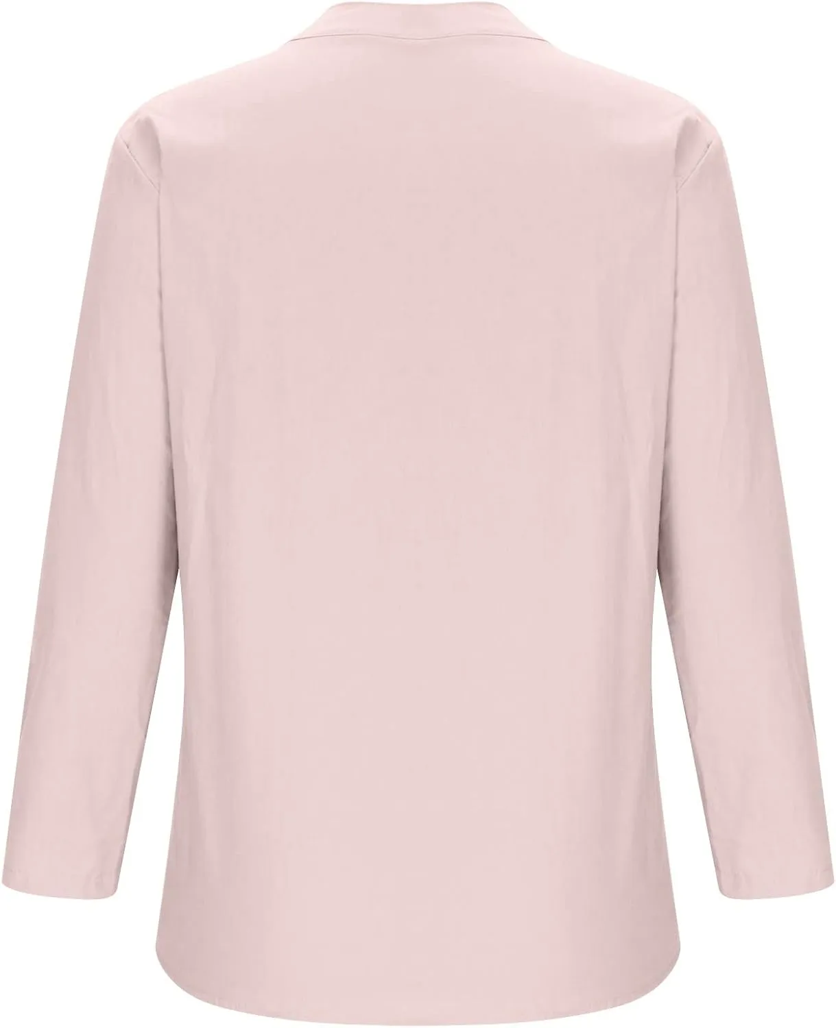 Long Sleeve Shirts for Women Cotton Linen Oversized Shirt Button up V Neck Blouse Spring and Summer Casual Tops 2025