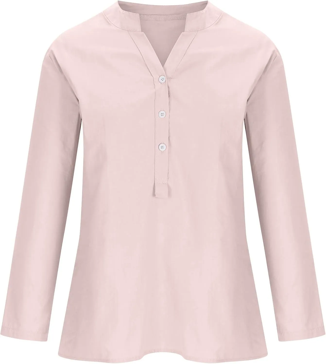 Long Sleeve Shirts for Women Cotton Linen Oversized Shirt Button up V Neck Blouse Spring and Summer Casual Tops 2025
