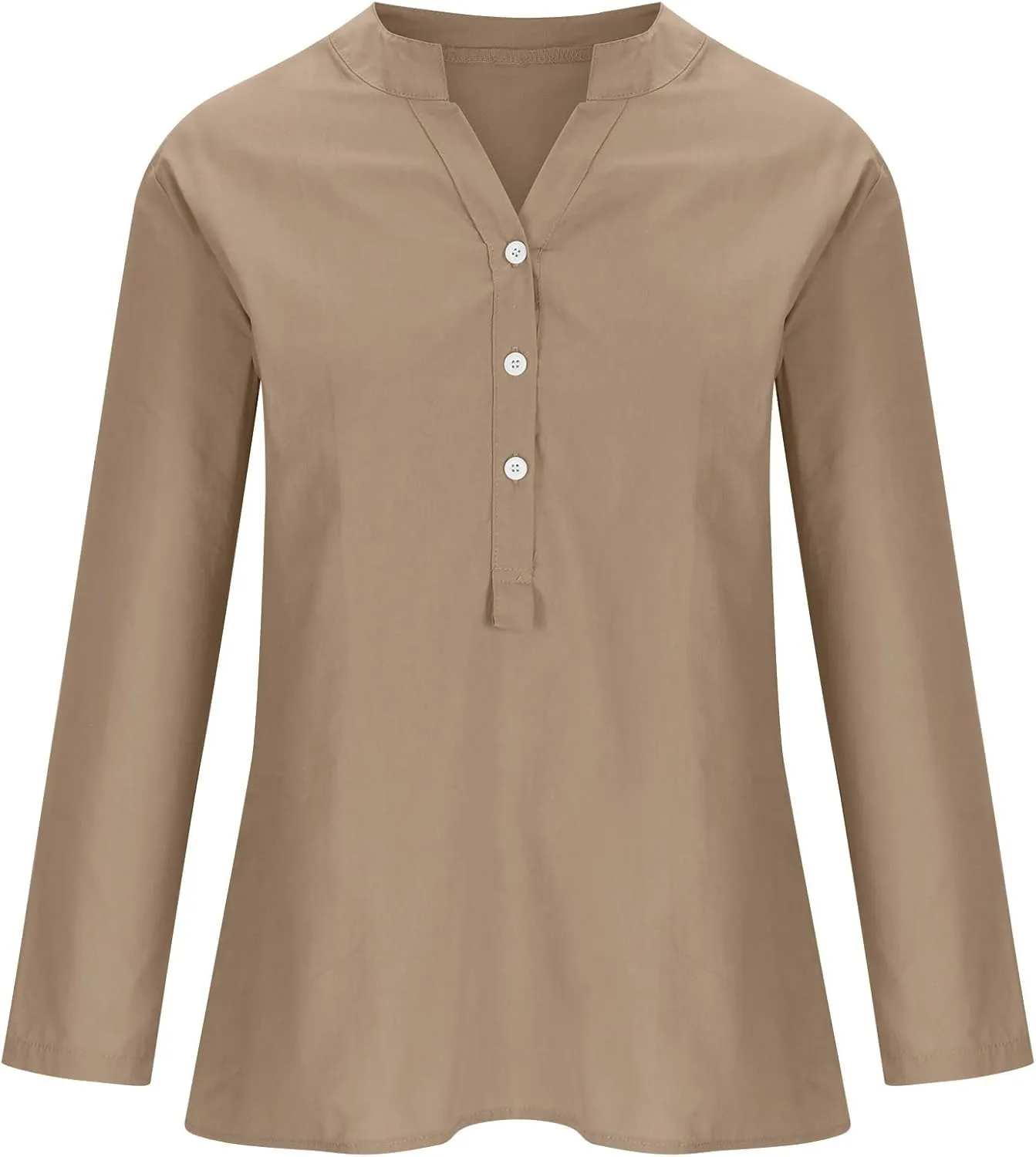 Long Sleeve Shirts for Women Cotton Linen Oversized Shirt Button up V Neck Blouse Spring and Summer Casual Tops 2025