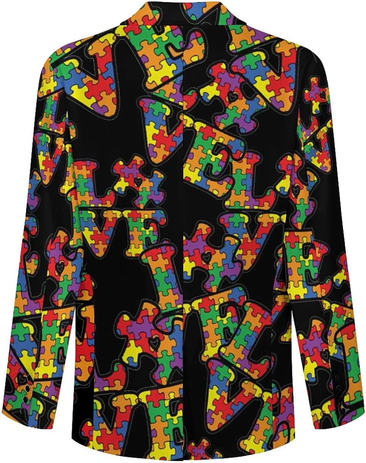 Love Autism Awareness Puzzle Mens Blazer Suit Jacket Lightweight Slim Fit Casual Coat