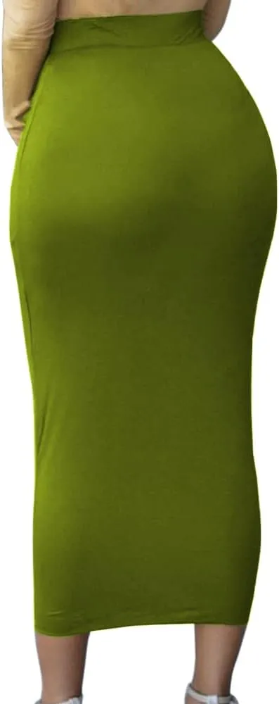 Lrady Women's High Waist Slim Bodycon Party Club Night Out Maxi Long Pencil Skirts