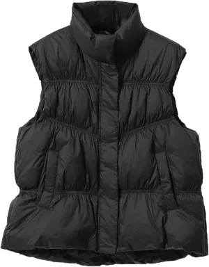 Lucrosun Women's Pleated Puffer Down Vest Sleeveless Winter Down Coat Jacket