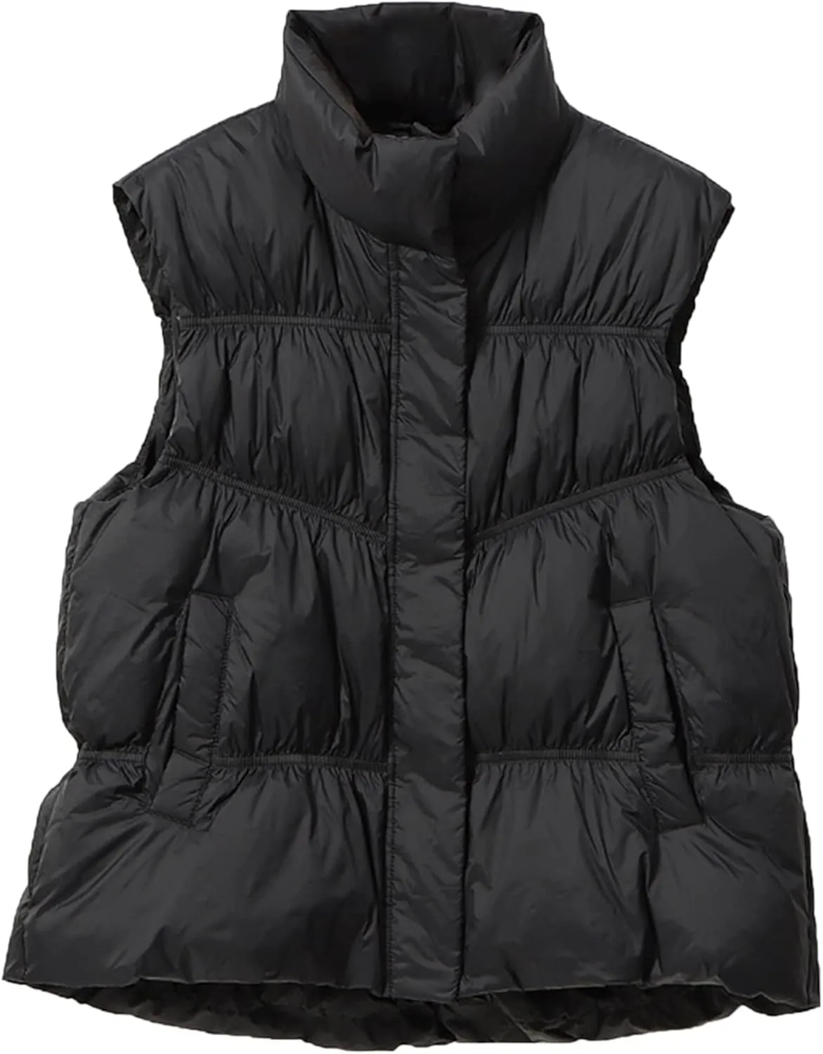 Lucrosun Women's Pleated Puffer Down Vest Sleeveless Winter Down Coat Jacket