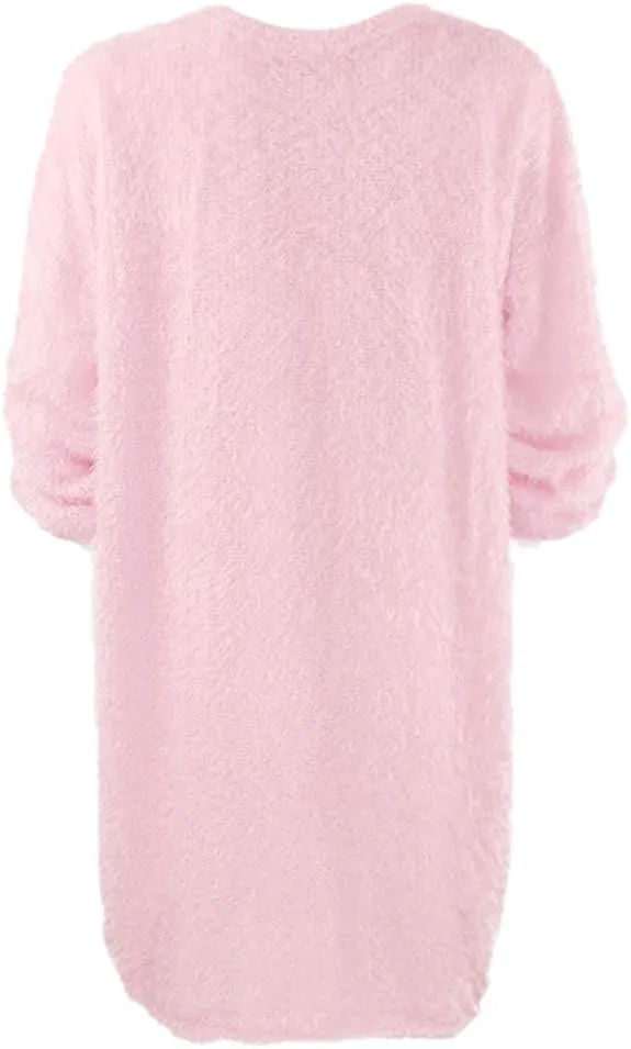 Lutos Women's Loose Oversize Turtleneck Loose Fluffy Fuzzy Long Pullover Sweater Dress
