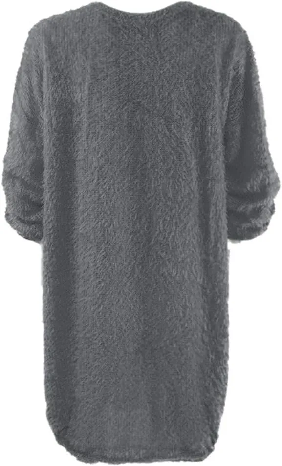 Lutos Women's Loose Oversize Turtleneck Loose Fluffy Fuzzy Long Pullover Sweater Dress