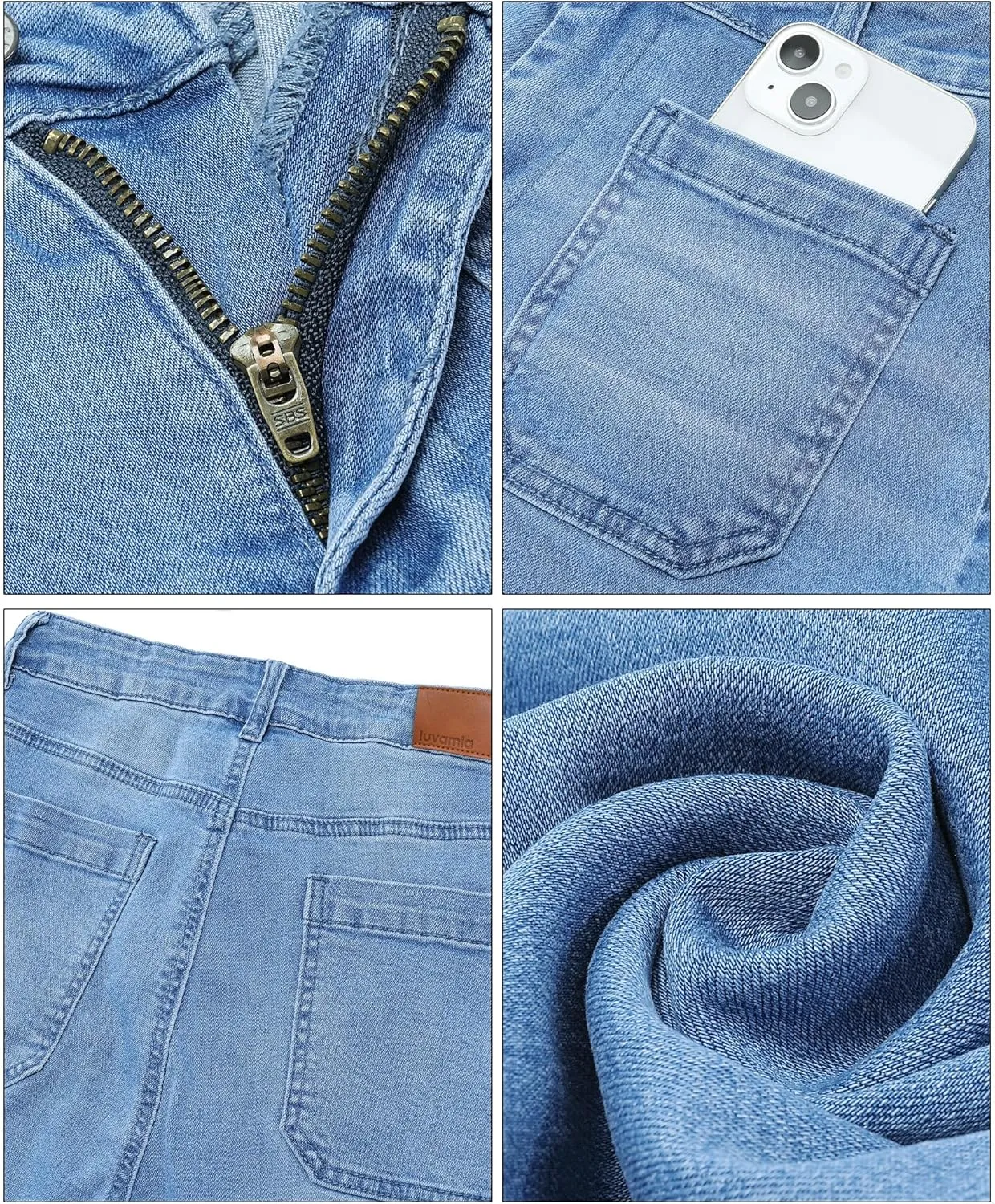 luvamia Wide Leg Jeans for Women Trendy High Waisted Flare Jeans Cropped Denim Pants Stretchy Baggy with Patch Pockets