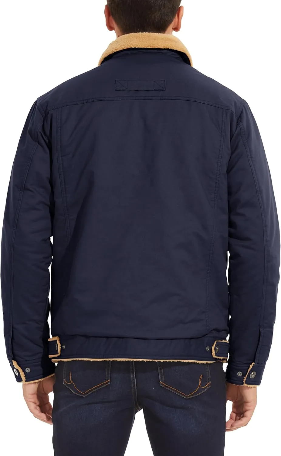 MAGNIVIT Men's Cotton Cargo Jacket Winter Sherpa Fleece Lined Work Jacket Coats with 5 Pockets