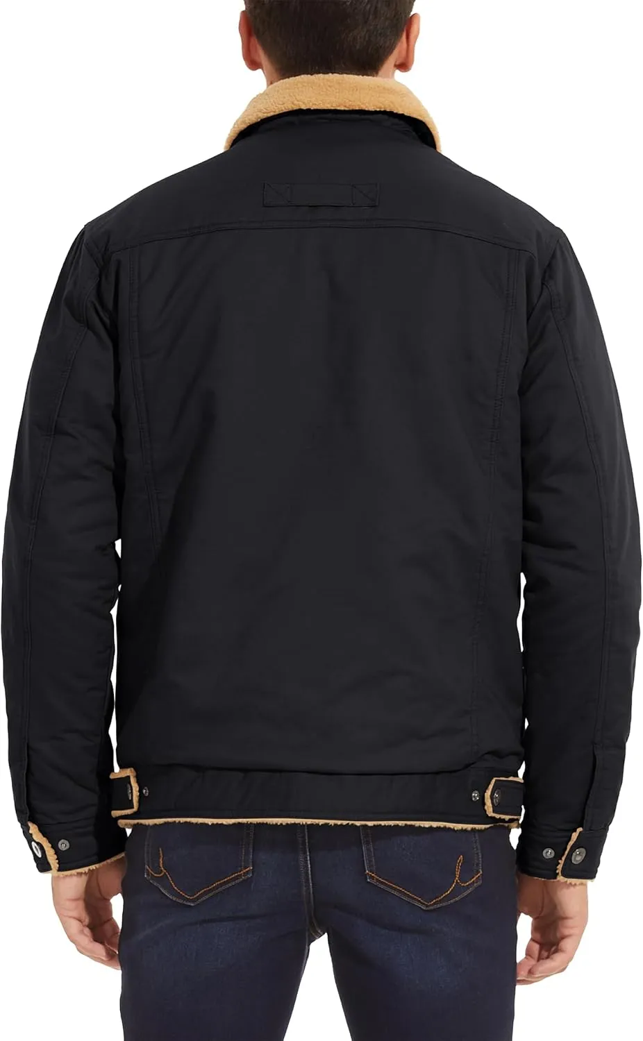 MAGNIVIT Men's Cotton Cargo Jacket Winter Sherpa Fleece Lined Work Jacket Coats with 5 Pockets