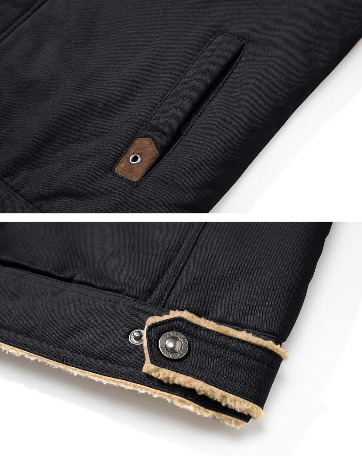 MAGNIVIT Men's Cotton Cargo Jacket Winter Sherpa Fleece Lined Work Jacket Coats with 5 Pockets