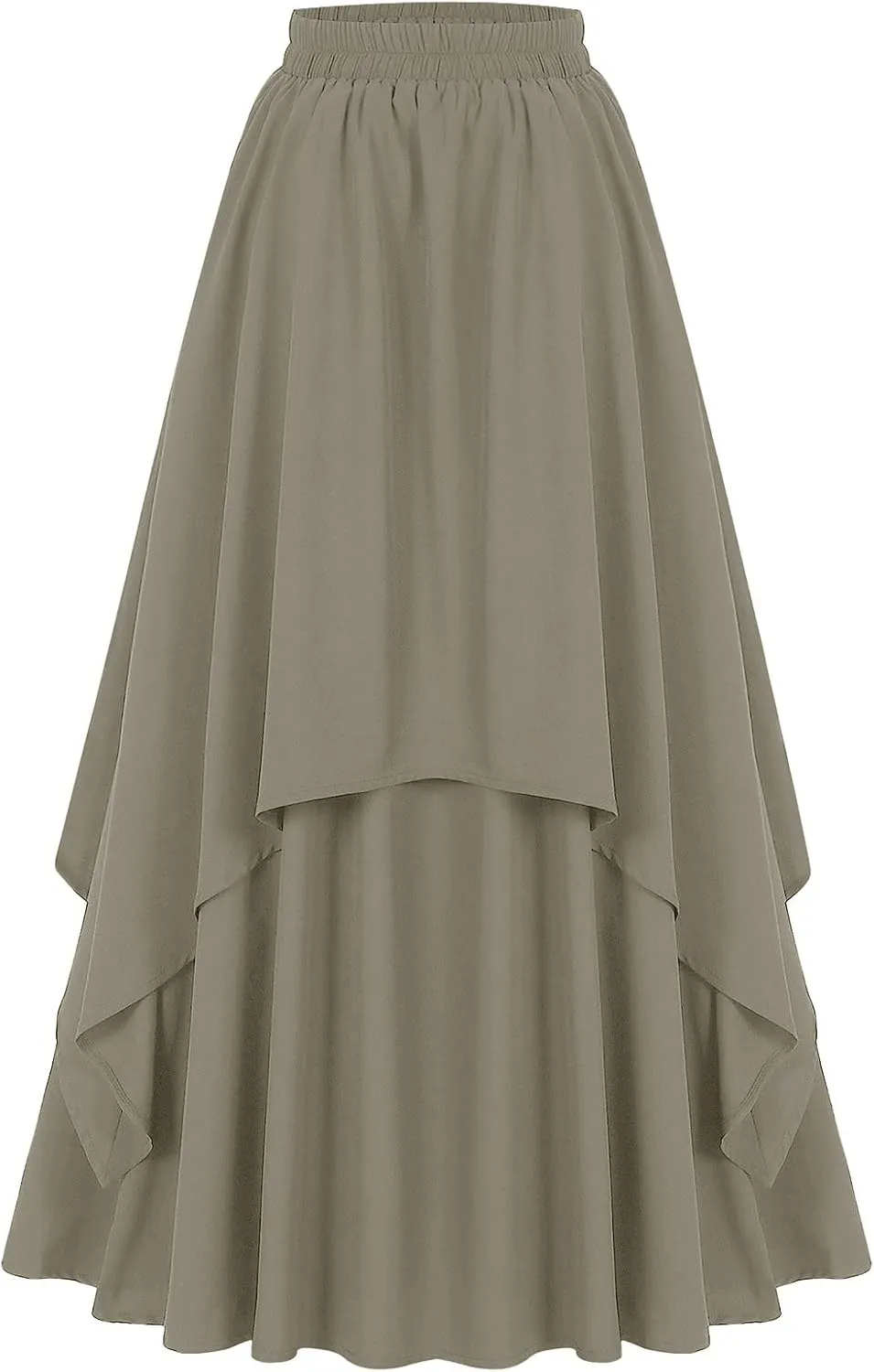 Maxi Skirt for Women Summer Boho Elastic High Waist Pleated A-Line Flowy Ruffle Table Skirts for Rectangle Tables 8ft