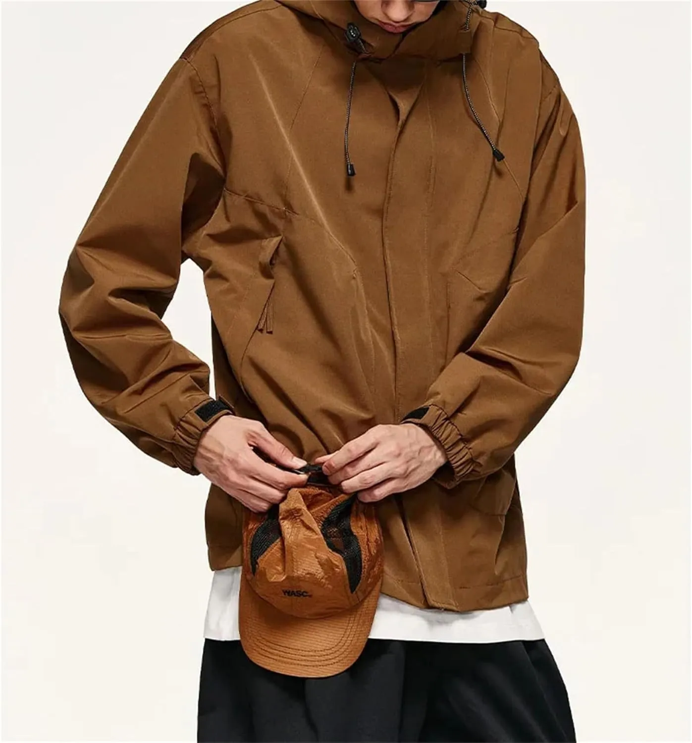 Men Casual Coats Autumn Outdoor Solid Color Zipper Hooded Jacket Men Tops Clothing