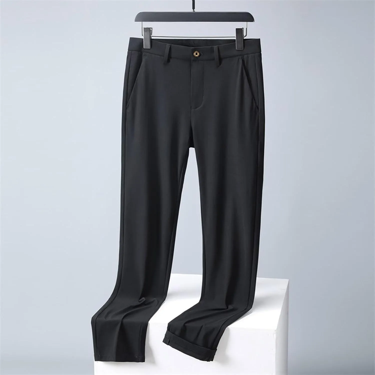 Men Ice Silk Suit Pants Dress Pants Regular Fit Formal Trousers Stretch Chino Trouser Lightweight Casual Business Pant