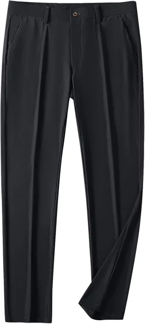 Men Ice Silk Suit Pants Dress Pants Regular Fit Formal Trousers Stretch Chino Trouser Lightweight Casual Business Pant