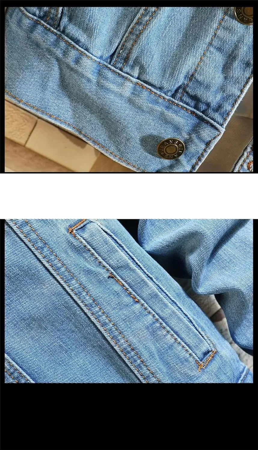 Men Solid Buttons Denim Jackets Motorcycle Vintage Jeans Jacket Slim Fit Cotton Casual Coats