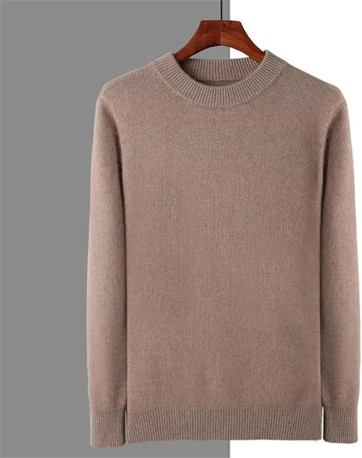 Men's 100% Cashmere Sweater Fashion Crew Neck Knit Tops Winter Long Sleeve Warm Jumpers