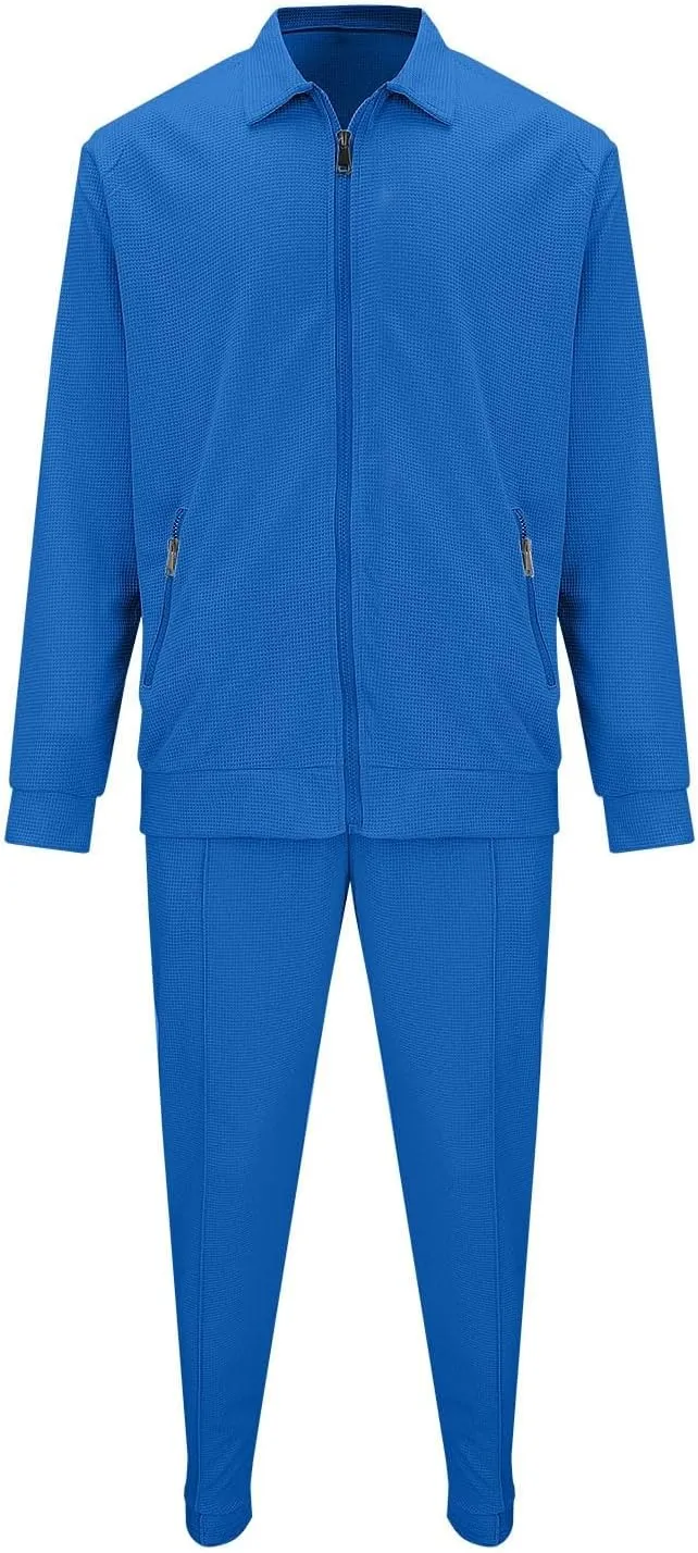 Men's 2 Piece Hoodie Sweatshirt Tracksuit Hooded Cardigan Solid Color Long Sleeve Pants Set Men's Tracksuit 2 Pieces