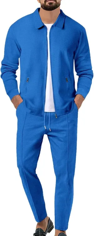 Men's 2 Piece Hoodie Sweatshirt Tracksuit Hooded Cardigan Solid Color Long Sleeve Pants Set Men's Tracksuit 2 Pieces