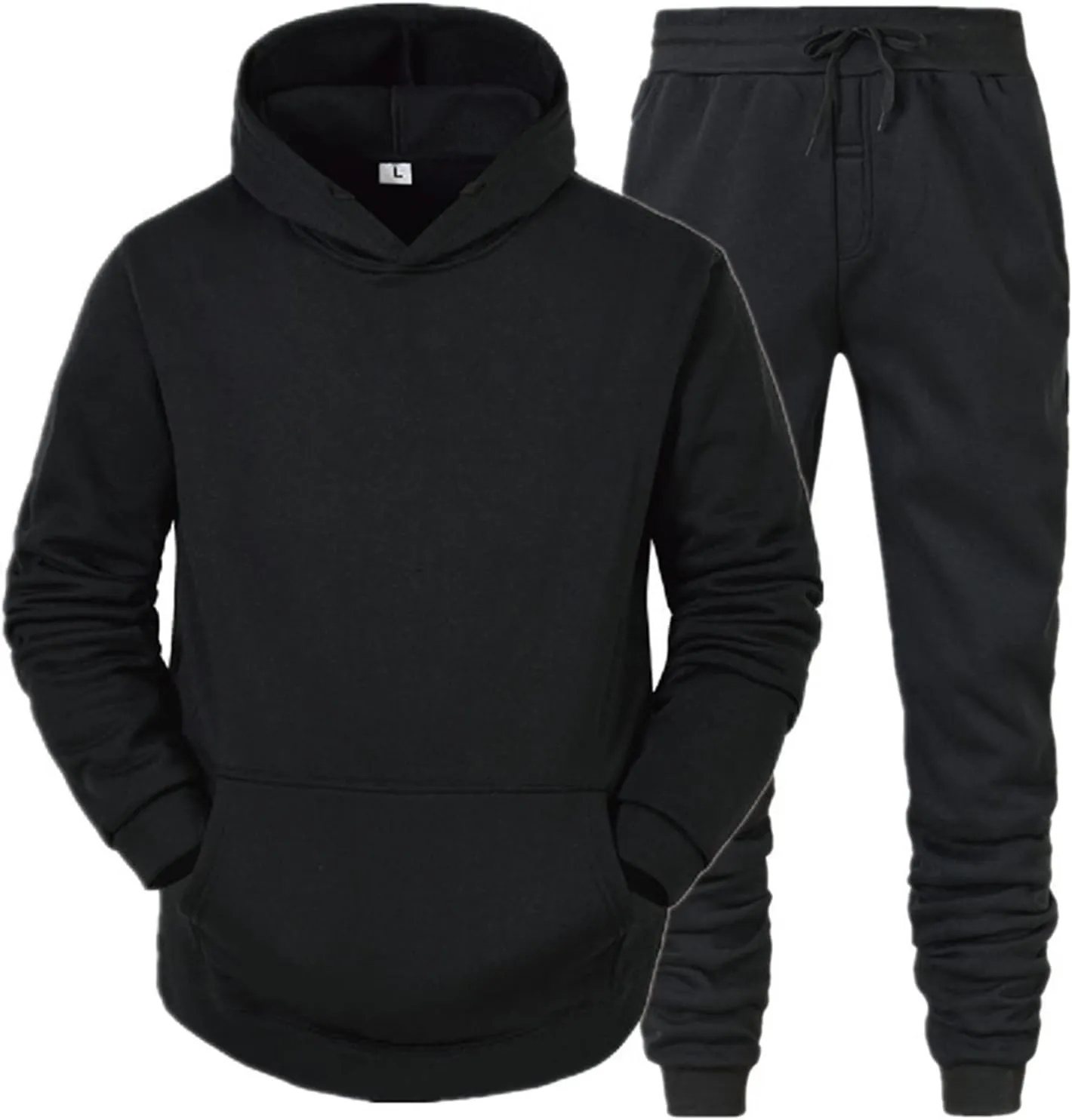 Mens 2 Piece Outfits Fall Winter Solid Color Zipper Sweater Pants Sports Sets Set Mens 2 Piece Big and Tall Hoodies