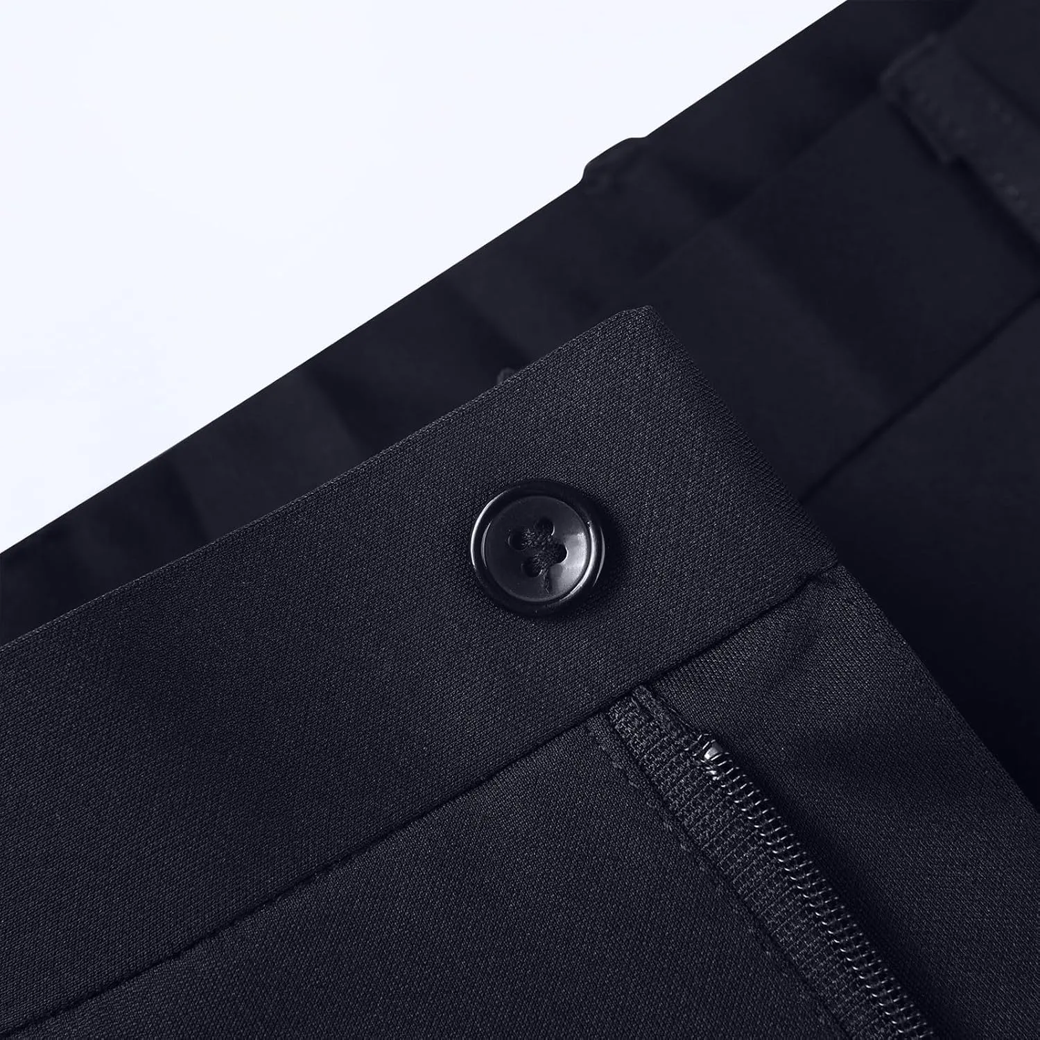 Men's Business Work Pants Zipper High Waist Straight Leg Trousers Casual Comfy Formal Pants with Pockets